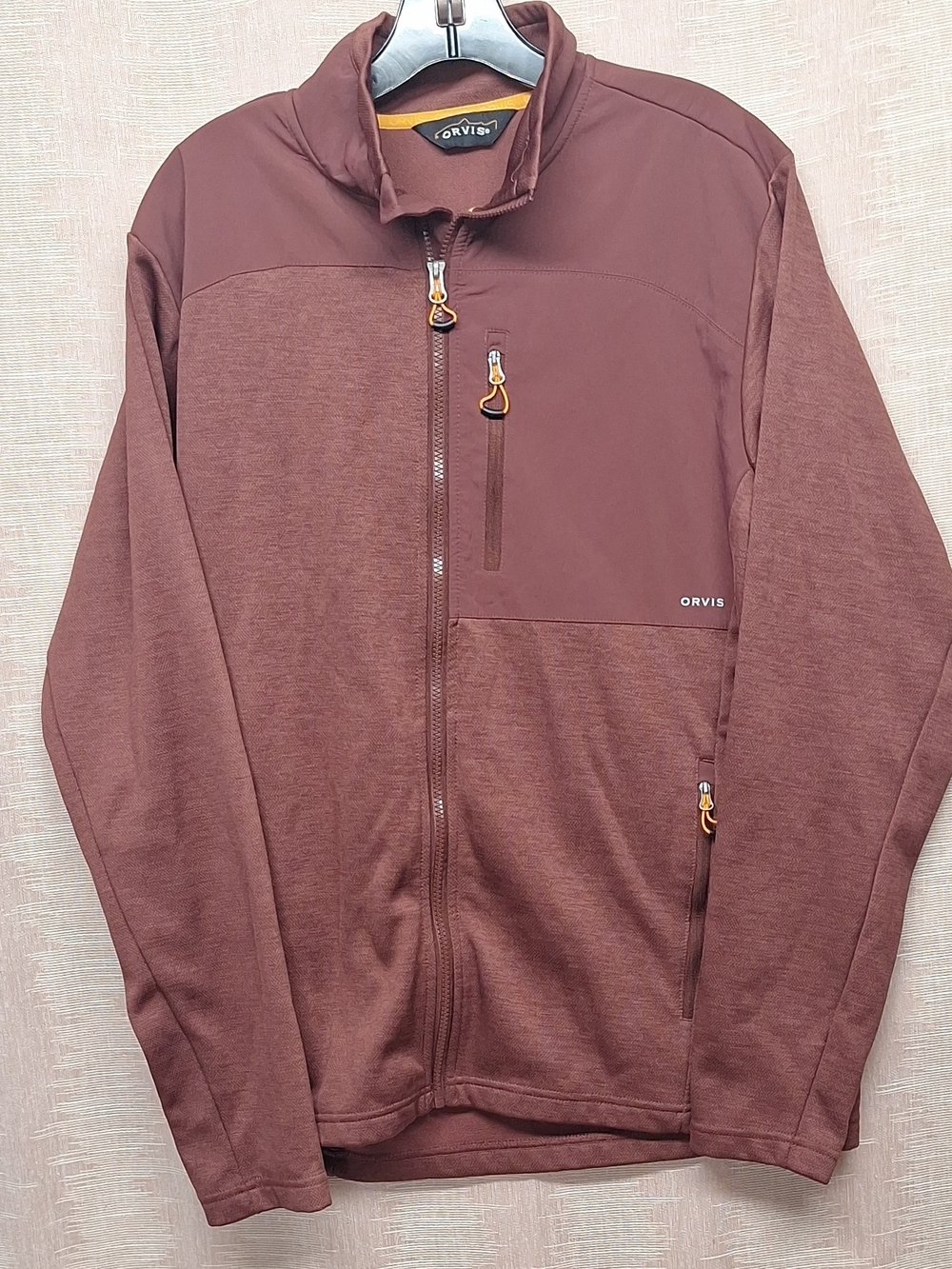 Orvis Men's Full-Zip Sweater Jacket in Burgundy Size M